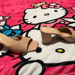 Cream Chunky Heel Sandals